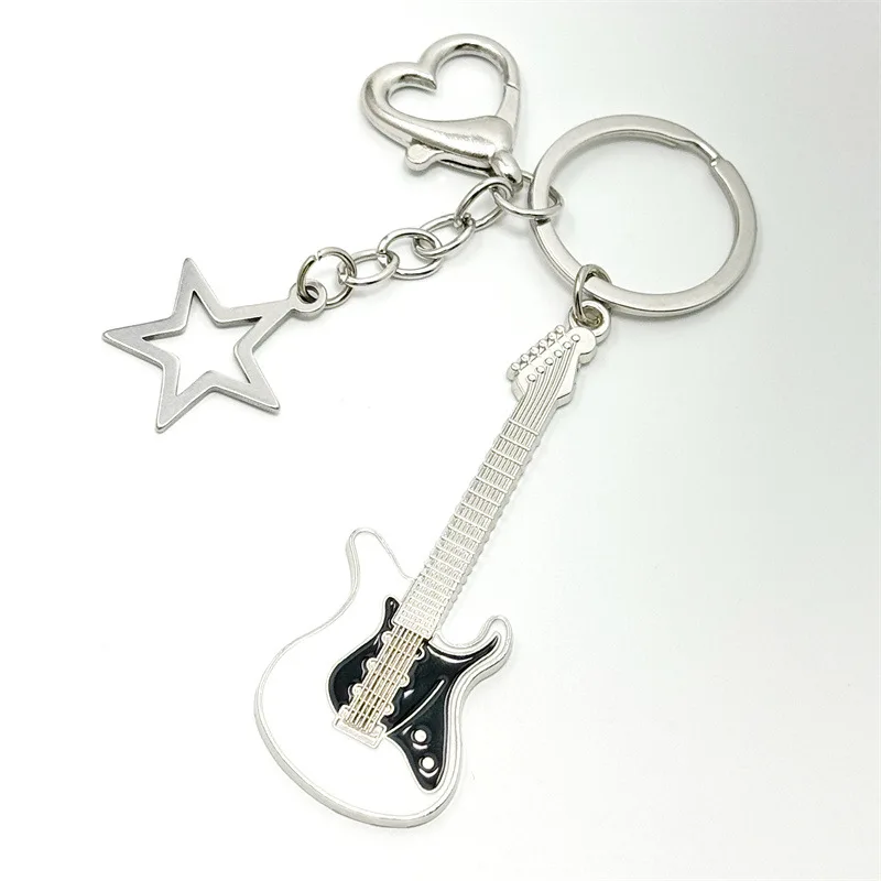 XinxingY2k Sweet Cool Fashion Rock Punk Retro Accessories Gift Hot Selling Spicy Girl Guitar Metal Guitar Love Keychain