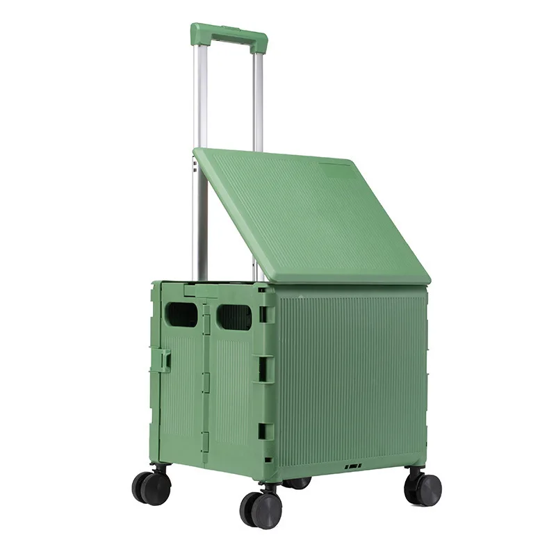 Wholesale Foldable Supermarket Trolley Multipurpose Folding Pp Plastic Portable Grocery Shopping Cart