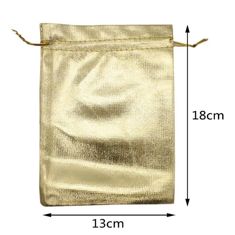 10x15cm Jewelry Packaging Bag Wedding Favor Pouches Drawstring Gift Bags Gold Silver Metallic Organza Pouch