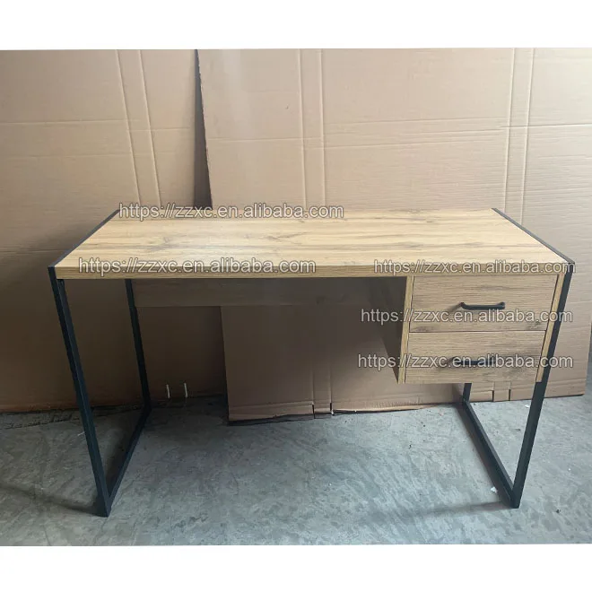 Cheap Two Drawer Wood and Metal Study Computer Desk Table