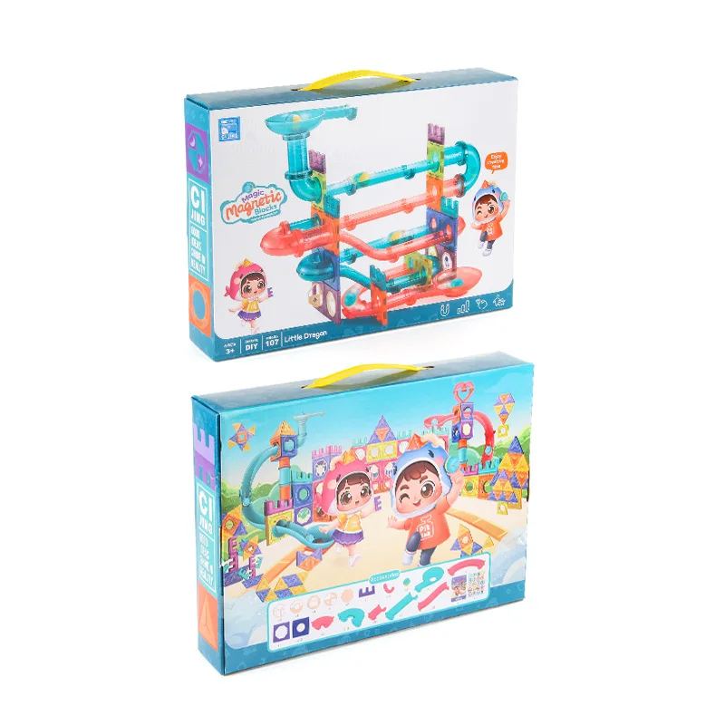 185PCS window magnetic ball slide block educational assembly building blocks kids educational toys