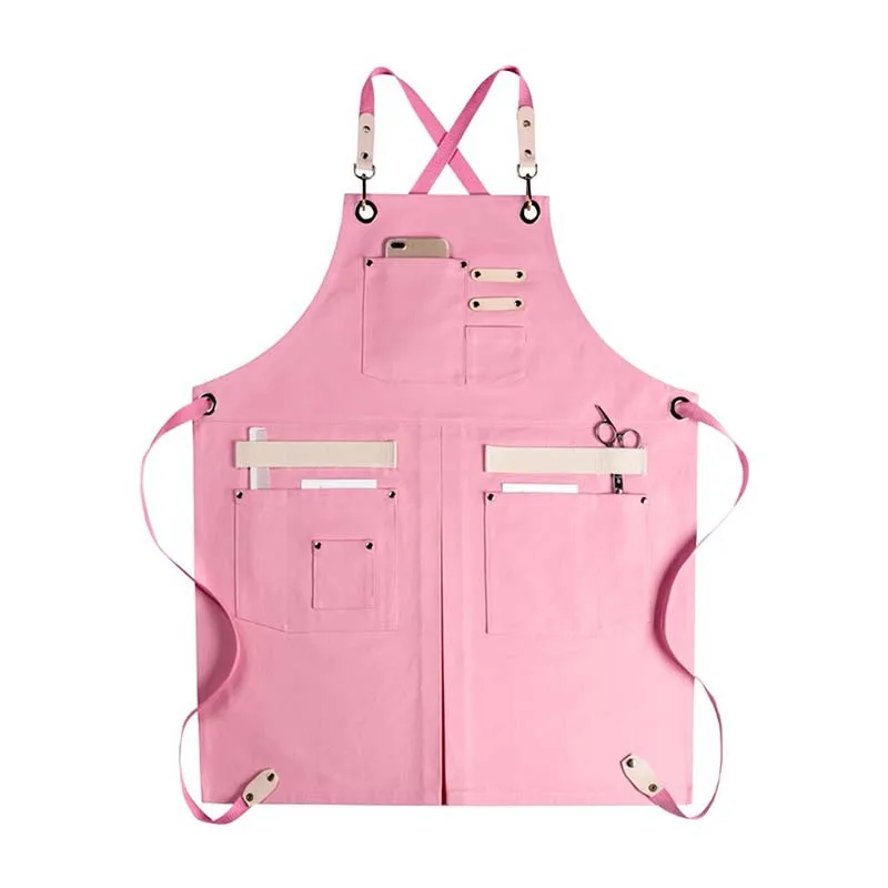 Wholesale Customized Pattern Logo Split Canvas Apron Restaurant Cafe Floral Shop Workwear Apron