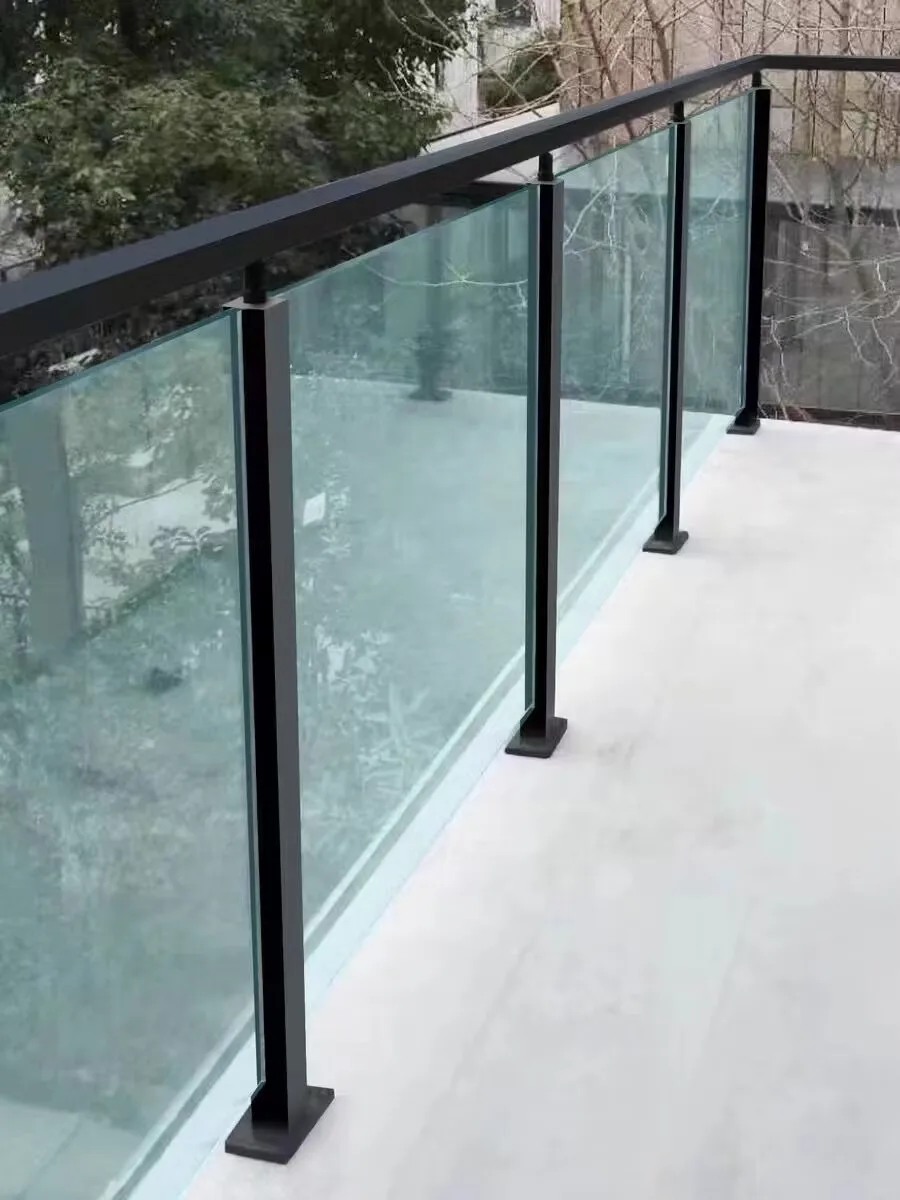 Black Grey Brown Glass Handrails Railing Aluminium Balustrade Square Post