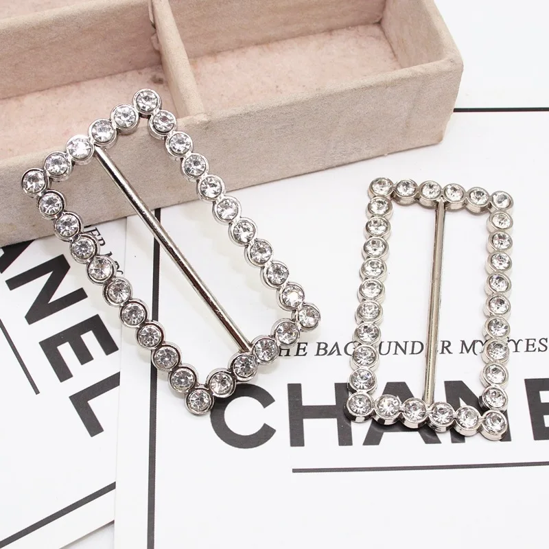 Fancy design apparel metal trims Rhinestone buckle Heart shape slide buckle for clothing for bag decoration