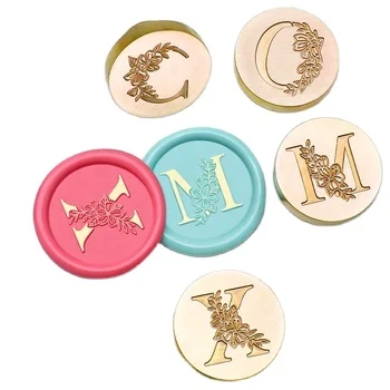 Golden Retro Wooden 26 Alphabet Letter A-Z Initial Wax Classic Sealing Wax Seal Stamp