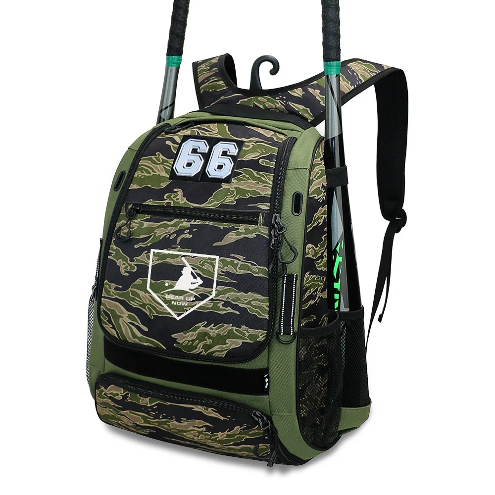 Green Camo Baseball Backpack