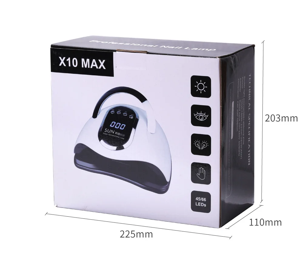 45LED/66LED SUN X10 MAX UV LED Lamp for Manicure Fast Drying Gel Polish with Timer Setting