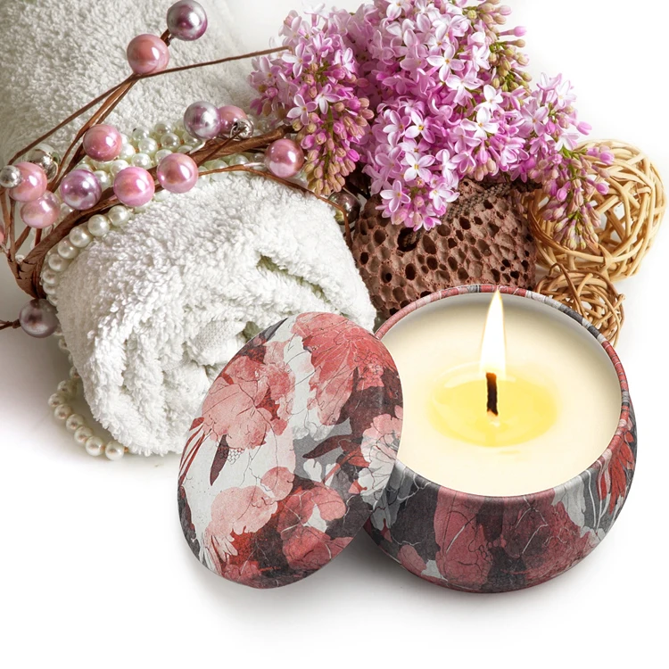 Creative soy scented candle tin can flower language smokeless candle four-piece wholesale custom