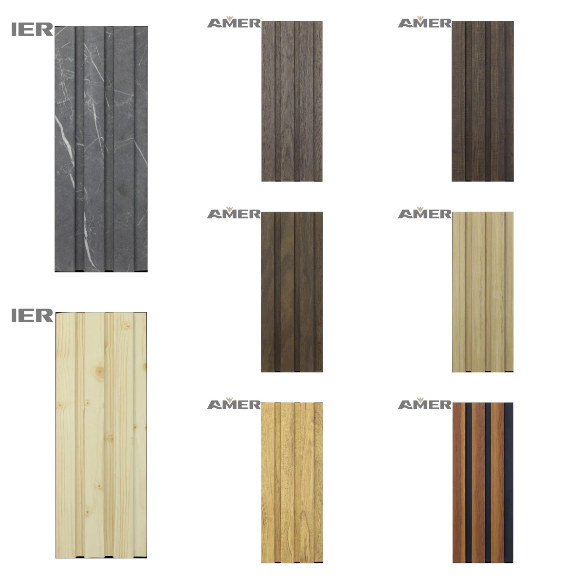 Amer Factory Whole Sale Price Ps Fluted Sound Proof Acoustic Exterior Marble PU Stone WPC PVC Wall Interior Boards Panels Sheets