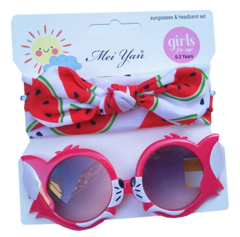 Ins Summer New Design Baby Headwraps Headband Gift Sets with Kids Sunglasses Children