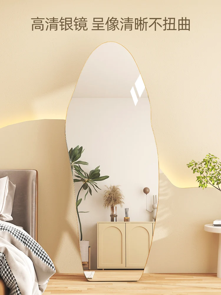 Custom  large Irregular shape full-length floor mirror personalized high end  full body l mirrors decoration bathroom