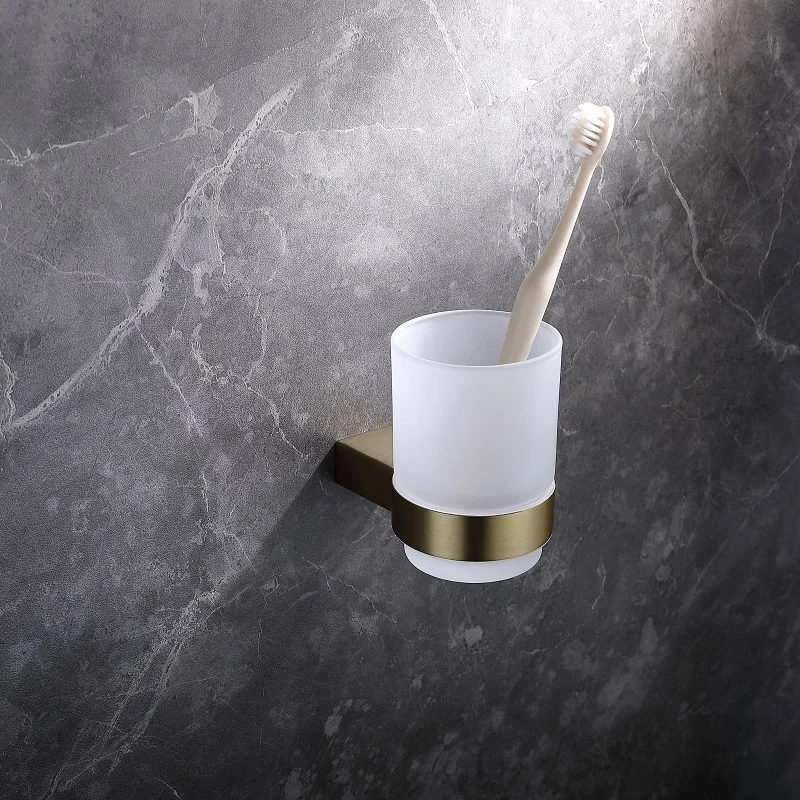 Высококачественные аксессуары для ванной комнаты матовый золотой держатель стакана держатели для зубных щеток