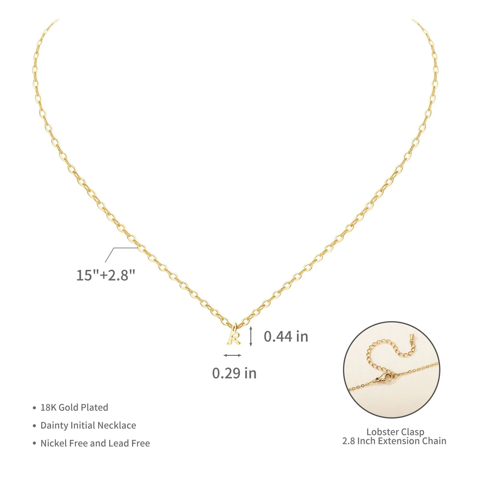 Minimalist Style New Perforated Lowercase Letter Collarbone Necklace Compact Stainless Steel Letter Necklace