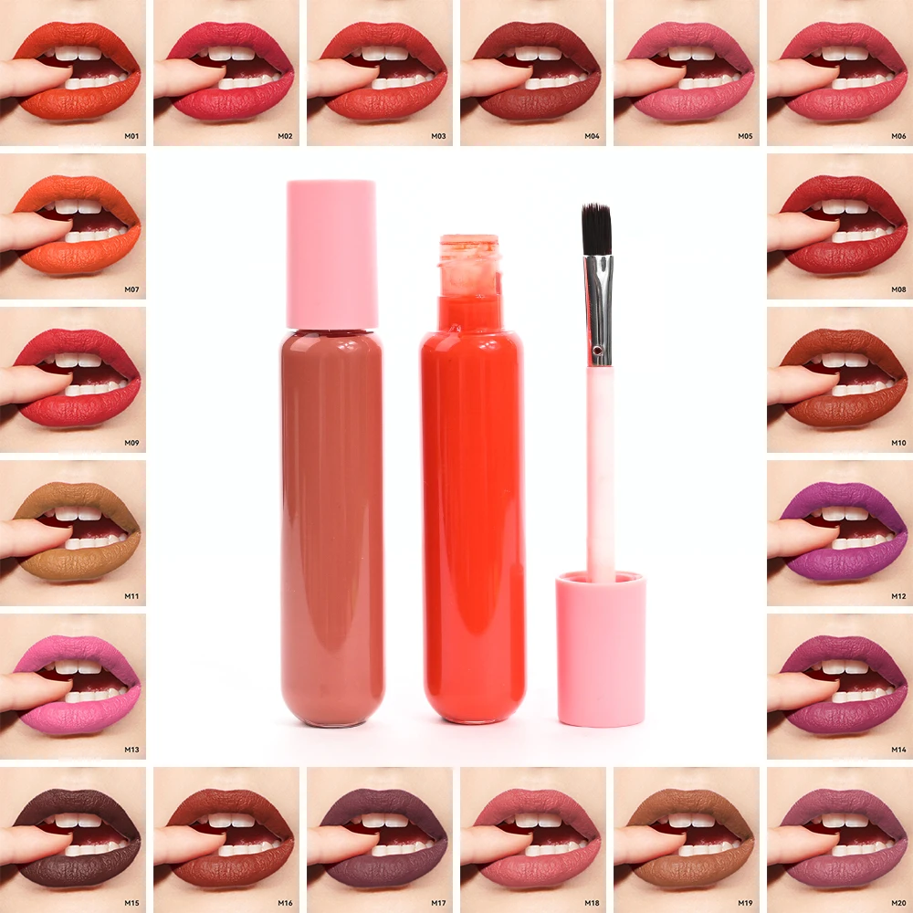 Pink Package Custom Logo Long Lasting Waterproof Mineral Glaze Blush Head Plumping Oil 42 Lip Gloss 63 Liquid Lipstick