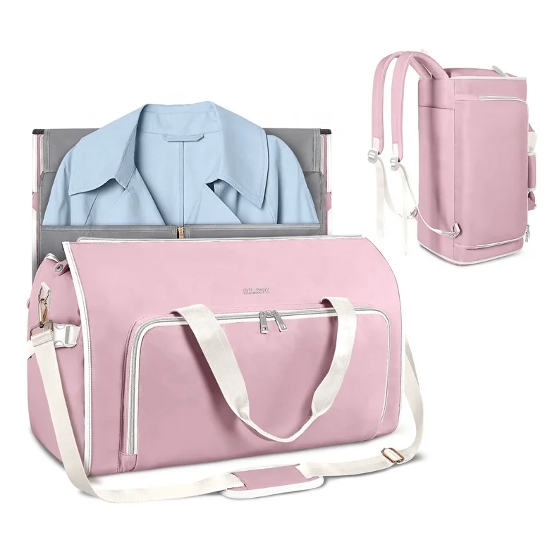 Mergeboon leakproof pink weekend garment bag travel backpack  for women