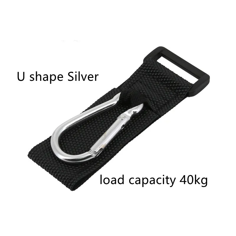 Portable low price carabiner wholesale U shape hook keychain with magic strap load weight 40kg climbing carabiner