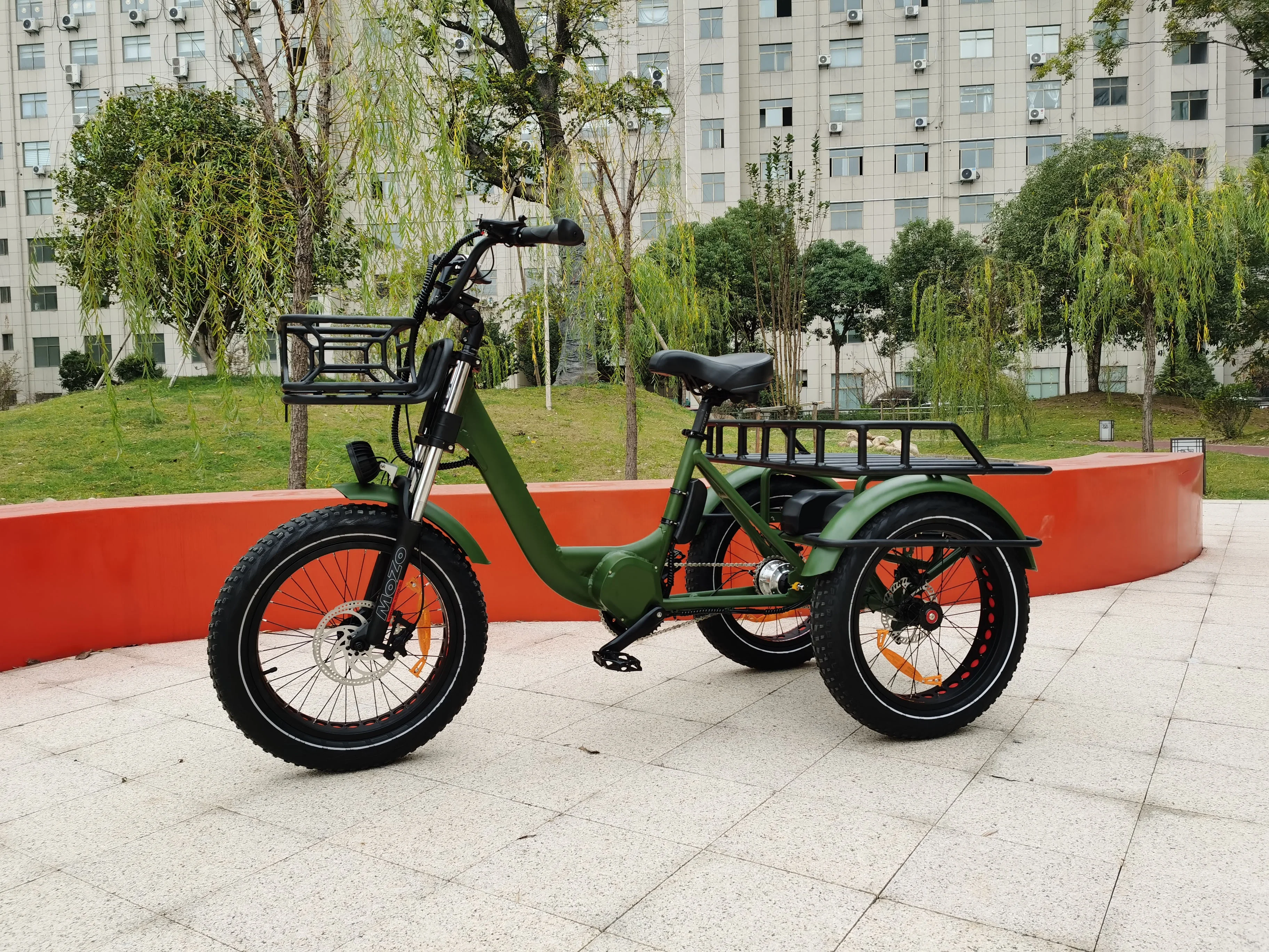 Good Quality 20inch 1000w Electric Fat Tyre Cargo Tricycle 500w Adult Mid Double Battery Electric Bike