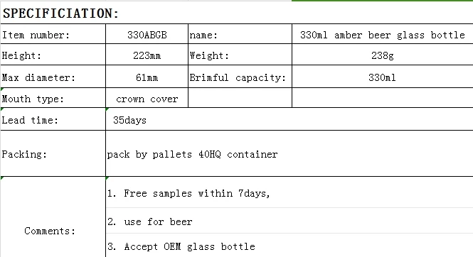 Оптовая продажа стеклянных бутылок для пива 330 мл янтарная прозрачная пивная бутылка на заказ