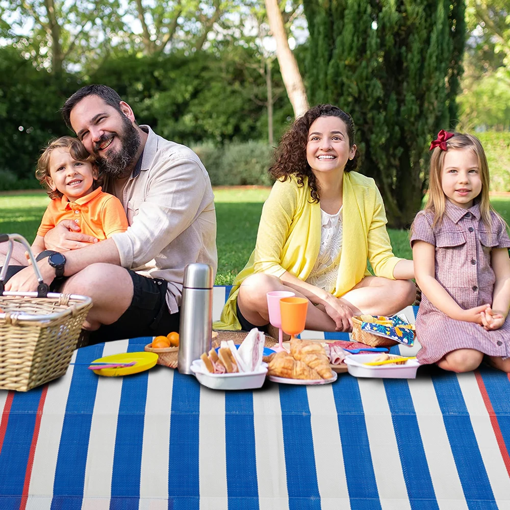 Beach mat PP pipe woven plastic beach rug portable folding portable  outdoor picnic  mat