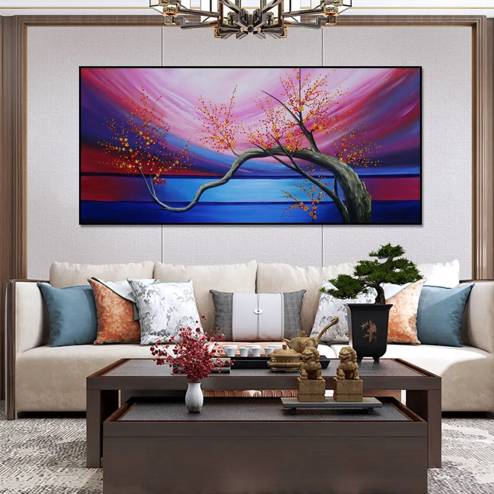 Chinese Style Flowers Painting Red Pink Plum blossom Artistic Beauty Picture Canvas Posters for Home Decoration