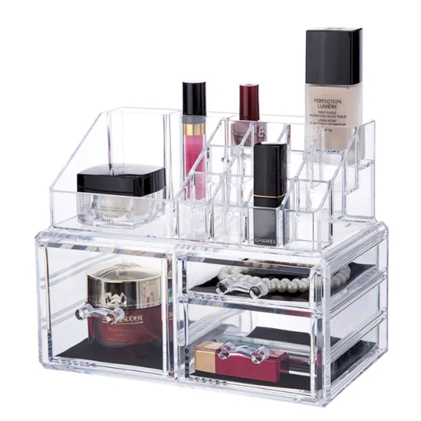 
Durable PS Acrylic Jewelry Cosmetic Storage Organizer Boxes Two Pieces Set lipstickers/creams 4 drawers desktop organiser 