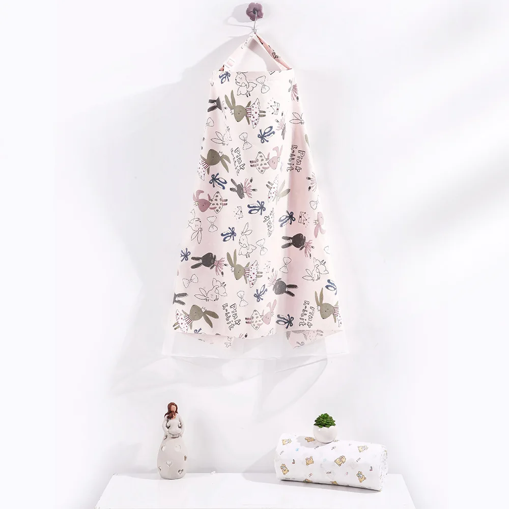 100% Cotton Breastfeeding Cover Nursing Apron Breathable Privacy Muslin Nursing Covers With Adjustable Neck Strap