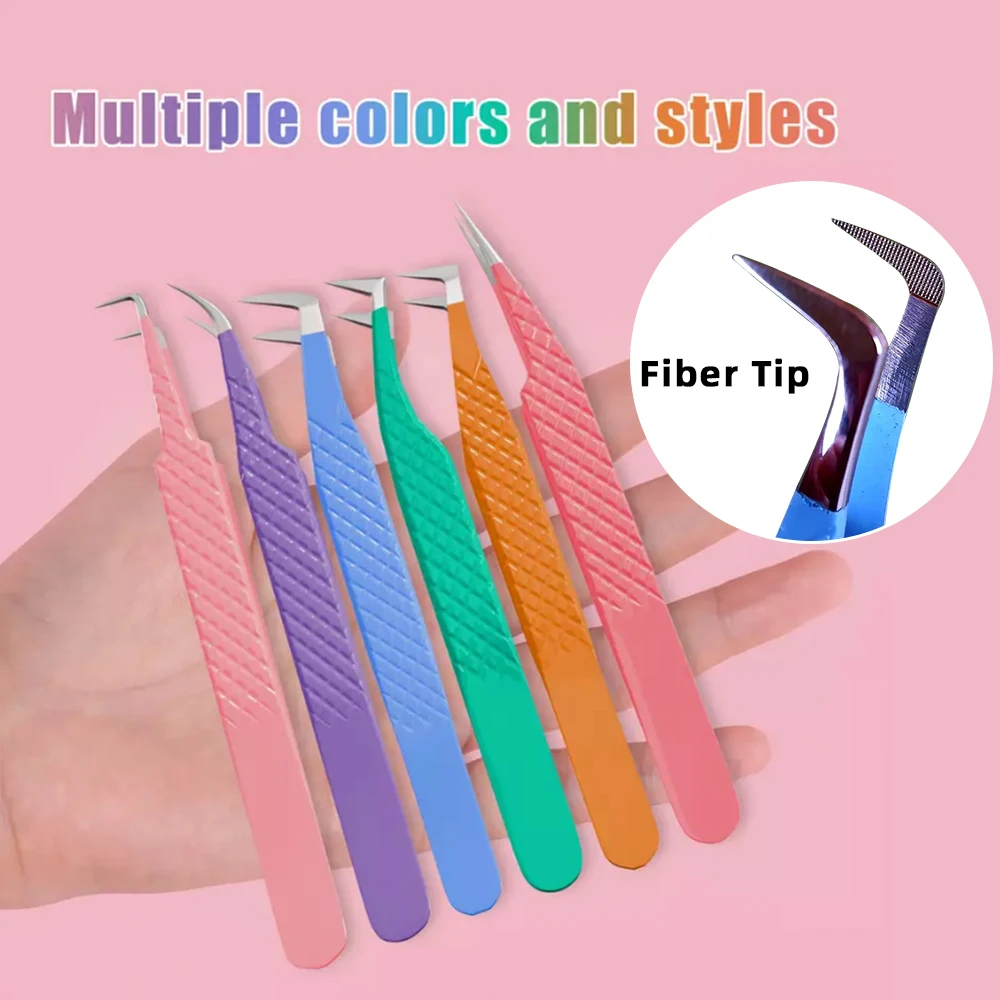 Custom Pink Rose Gold Eye Lash Extension Applicator Tweezers Straight Pointed Volume Eyelash Tweezer Set Private Label