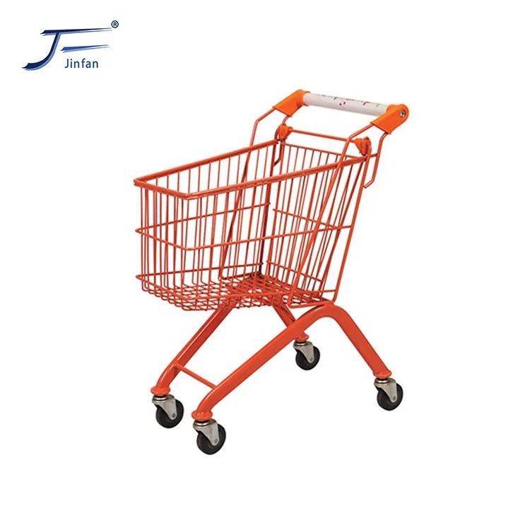Supermarket Store Trolley Metal frame kids and children shopping trolley with advertising flag