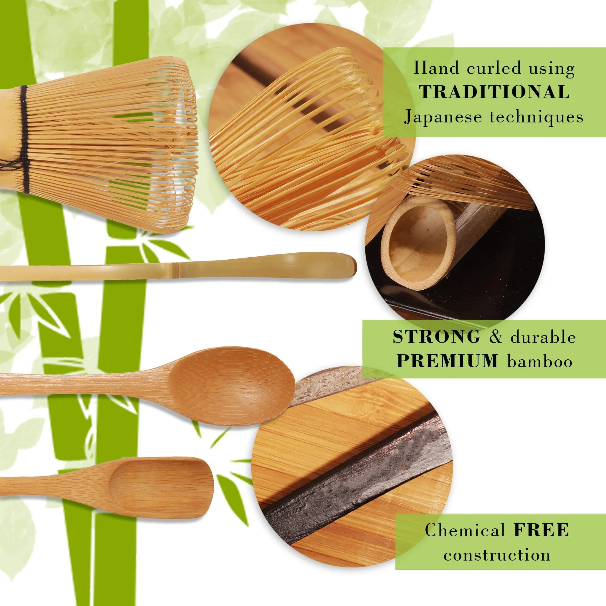 Handmade Japanese Matcha Ceremonial Bamboo Traditional Customized Matcha Tea Whisk and Ceramic Bowl Set