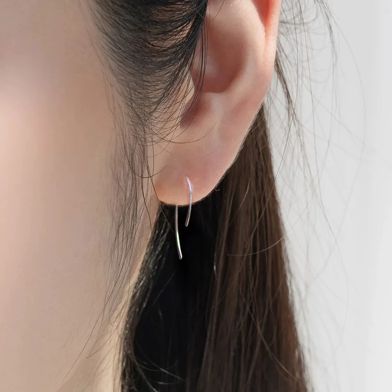 Fanyue wholesale high quality korean earrings 925 silver jewelry gold plated simple sleep ear hook for women