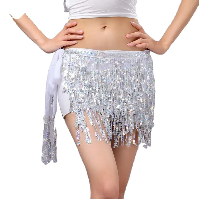 New sexy belly dance belts  belly dance  hip scarf lace and sequin scarf 4-layer sequins tassel skirt belly dance hip scarf