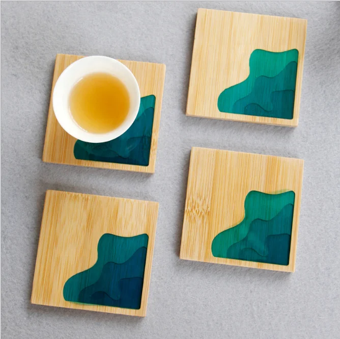 Hot Simple Modern Rural Style Square Round Bamboo Korean and Japanese Style Coaster Cup Holder