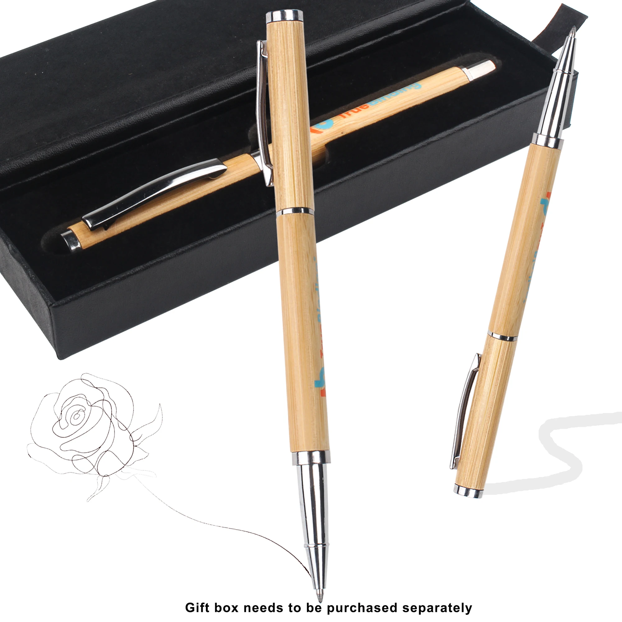 Environmentally Bamboo Customized LOGO Engraved Laser Manufactures Printed Gel Pens With 1.00 MM Stylo
