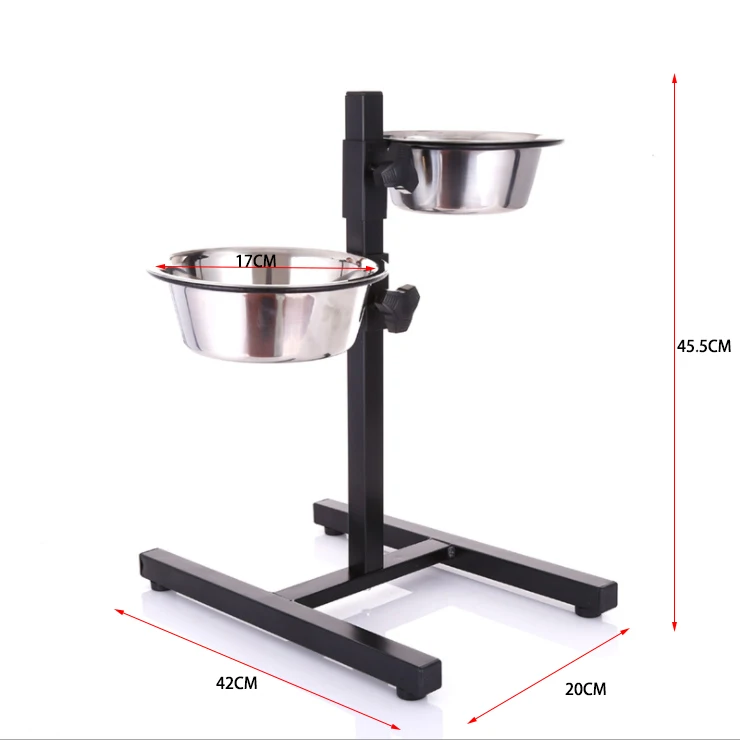 Height Adjustable Pet Cat Dog Feeder Bowl Metal Dog Feeder Rack with Stainless steel Bowl Puppy Dog Stainless Steel Food Feeder
