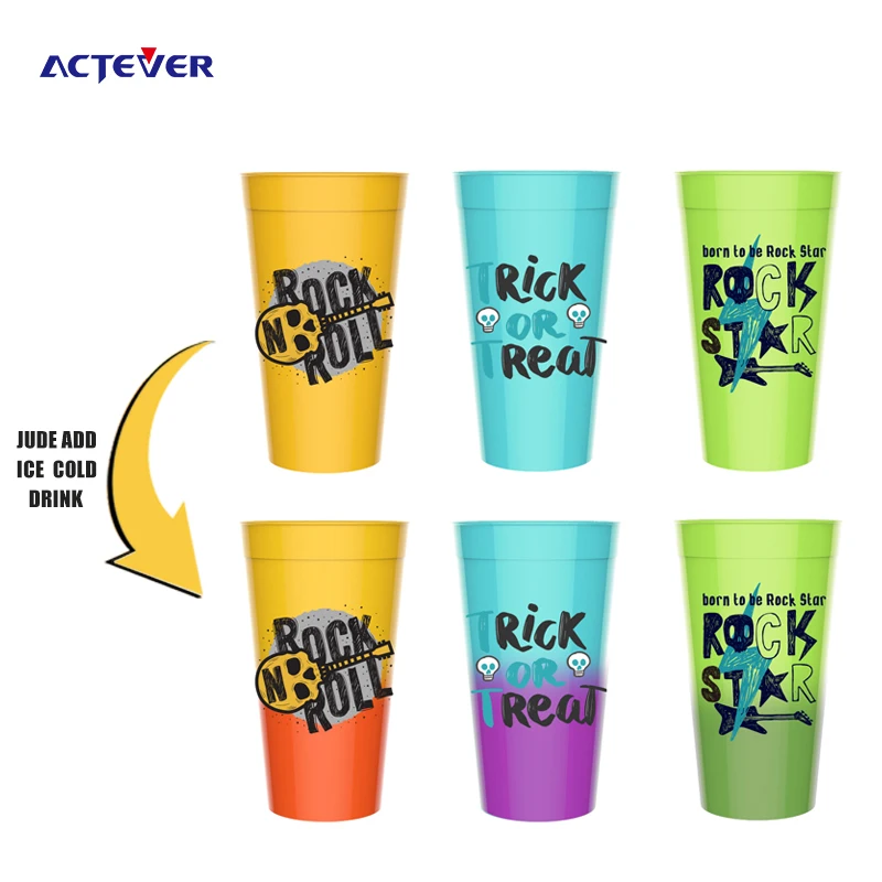 Bpa free magic mug reusable cold temperature change coffee sublimation drinking wholesale reusable plastic color changing cups