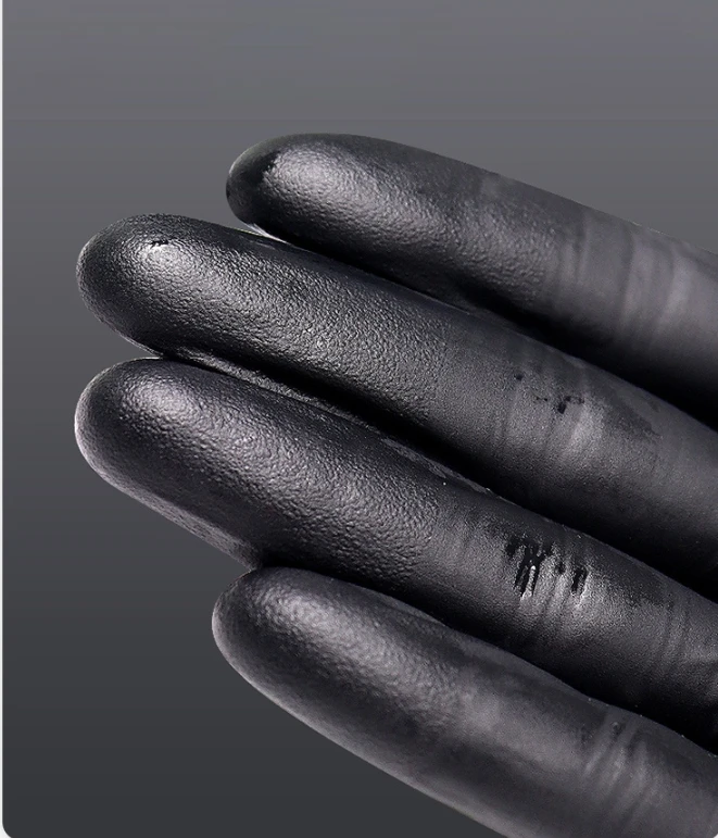 3mil black nitrile gloves tattoo beauty salon manicure hair nail art cleaning finger textured nitrile disposable nitrile gloves