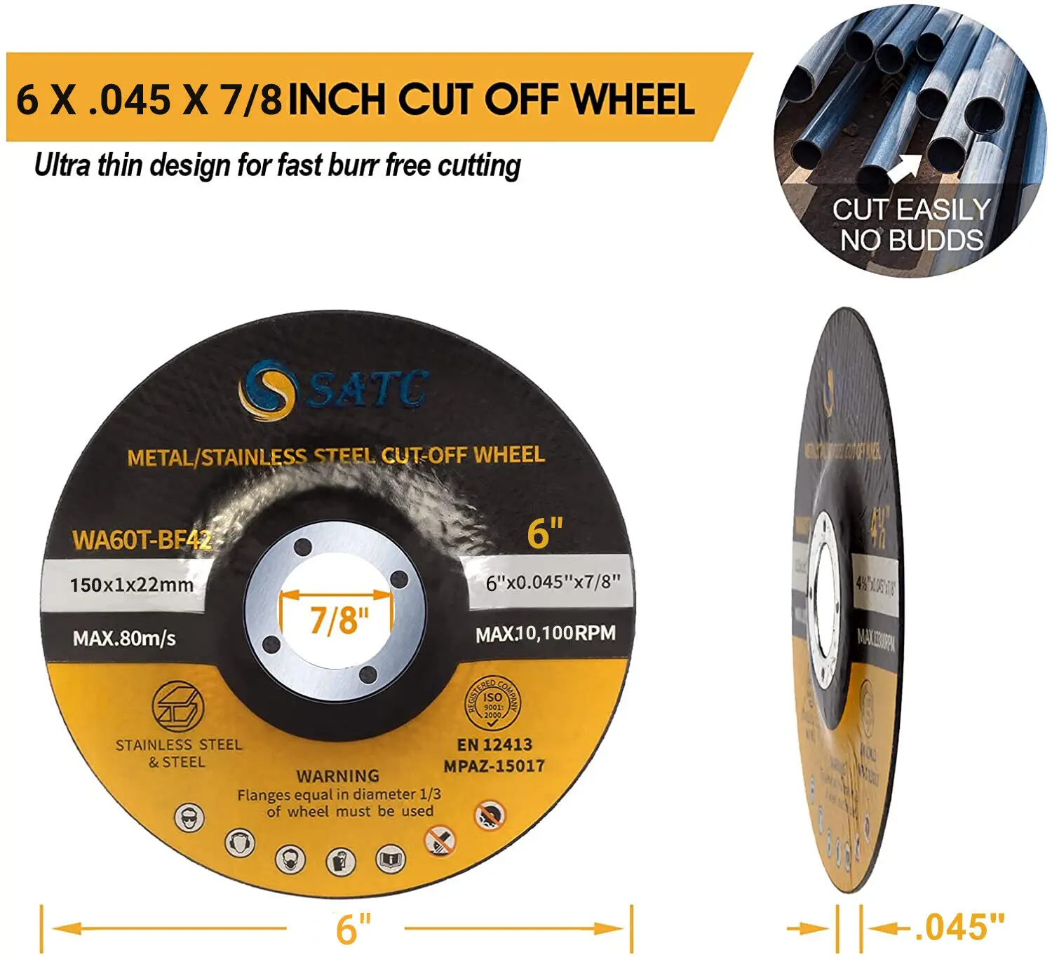 25 Pack Cut Off Wheels 6 inch Depressed Center Angle Grinder Metal Cutting Disc