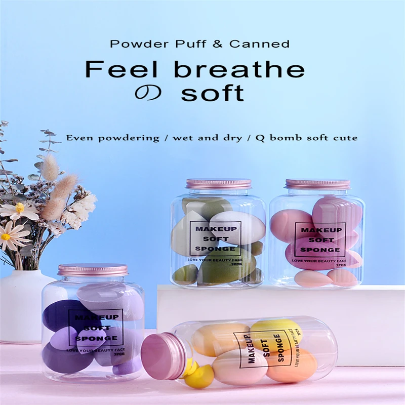 7 Pieces/Per Can  High-Value good air permeability Natural and fast makeup Drift bottle beauty egg canned puff