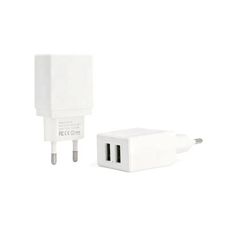 OEM Custom EU US Plug Cellphone Charger Portable Travel Wall USB Charger 5V2.4A 12W Quick Charge Adapter