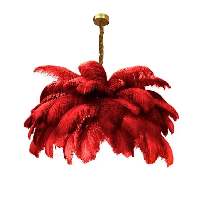 Nordic Ostrich Feather Lamp Led Pendant Lights Living Room Home Decor Bedroom Indoor Lighting Chandelier Hanging Light Fixture