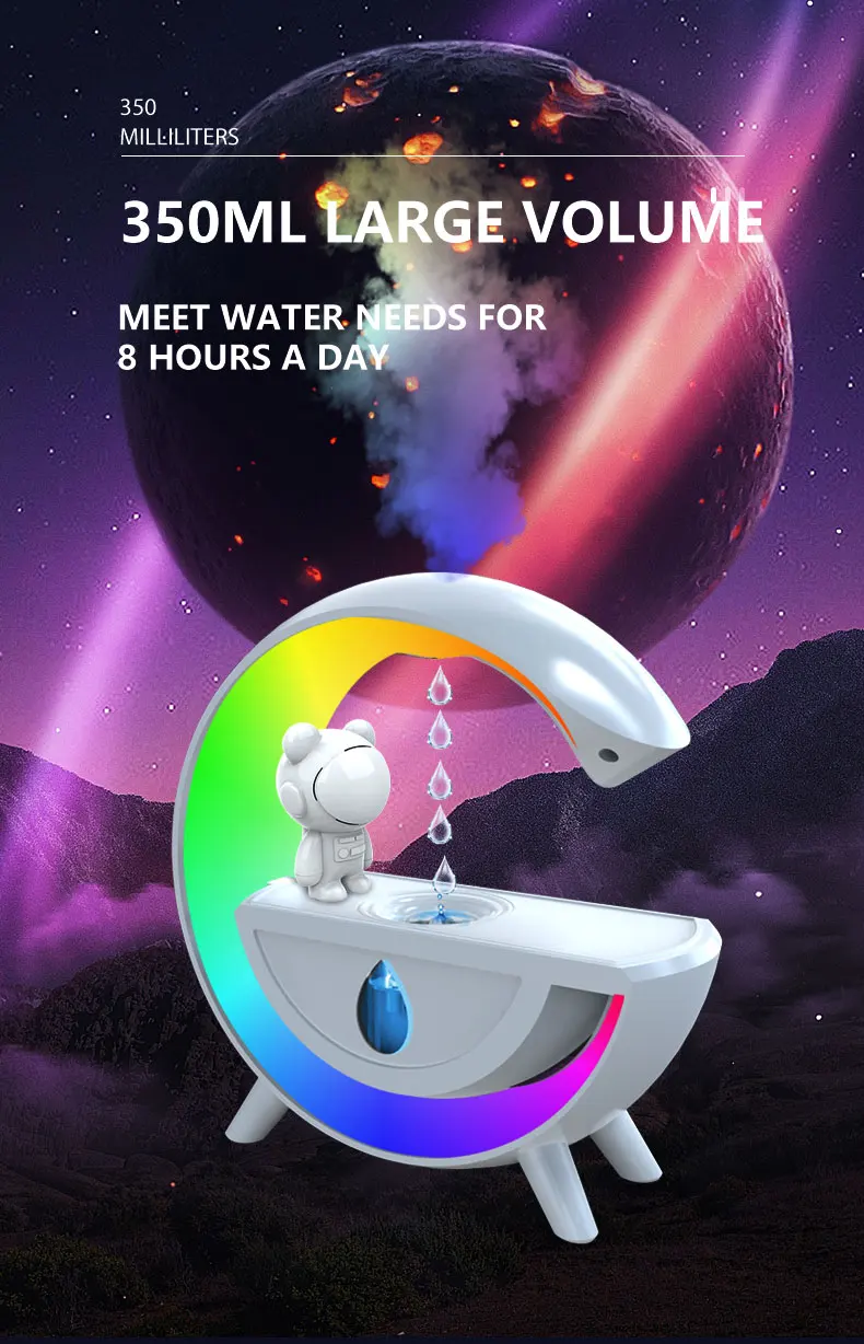 Anti Gravity Water Drop Humidifier 350ml Anti Gravity Air Humidifier Water Flows Back Visual Fountain Humidifier
