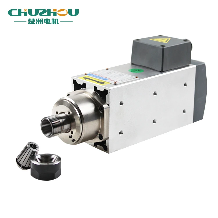 High speed 6000/12000rpm 1.1/1.5kw  ER20 Spindle motor Kit Square air cooled cnc spindle motor