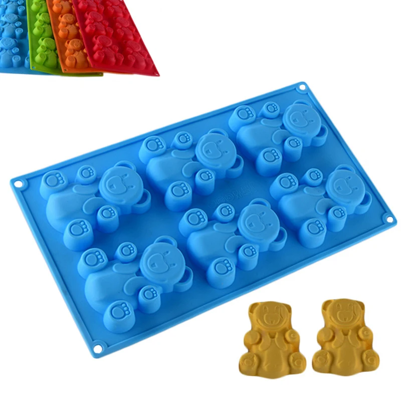 6 Cavity 3D Lovely Bear Cake Mold Silicone Mold for Soap Bar Making