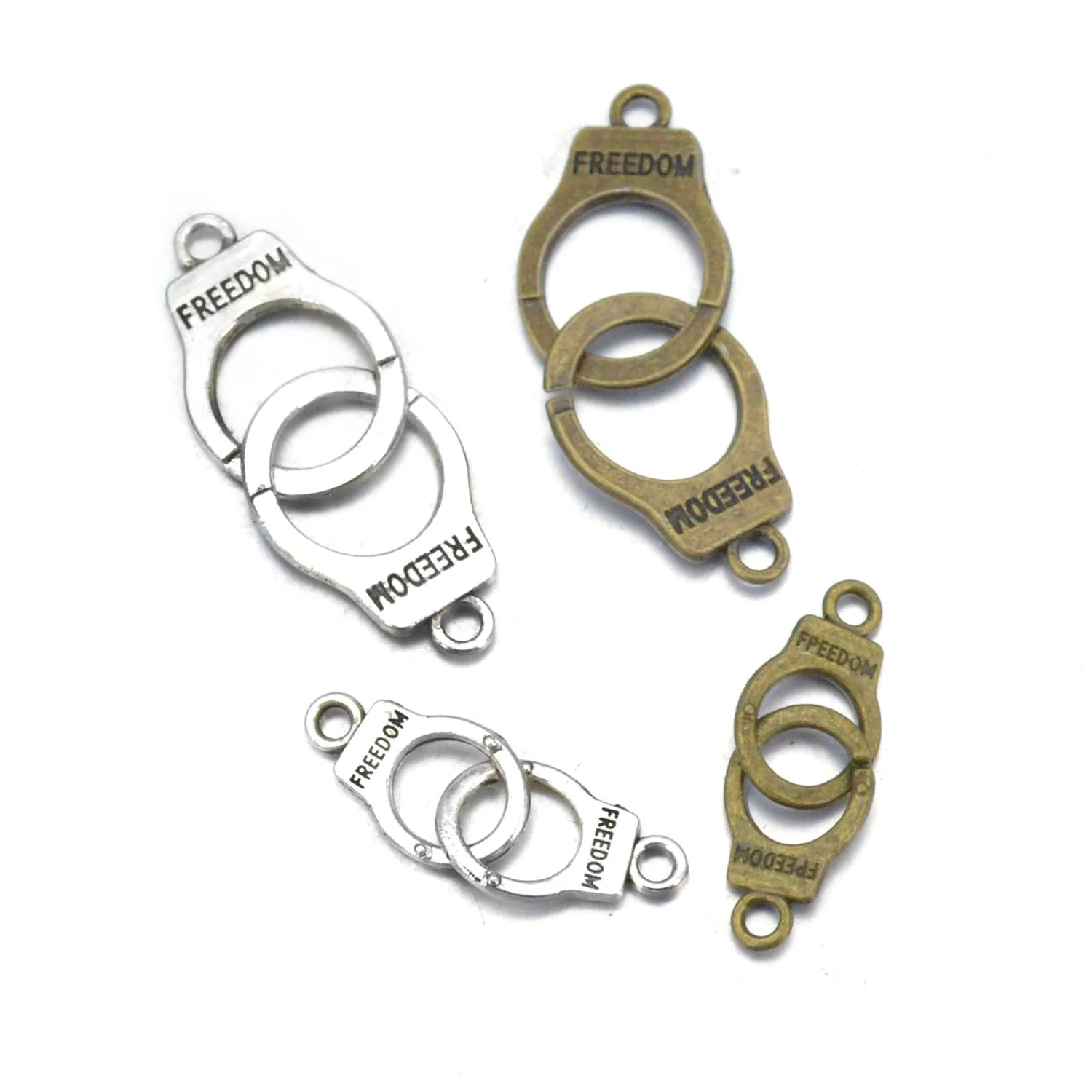 Custom Silver Zinc alloy Infinity handcuffs jewellery connectors  Freedom charms bracelet pendant for jewelry making
