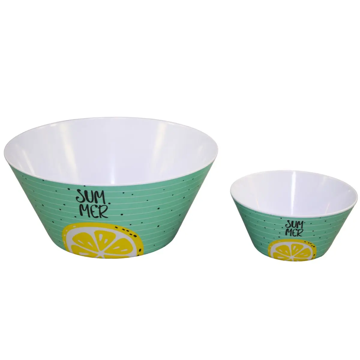 2025 Spring-Summer New Design - Lemon Pattern Melamine Salad Bowl Set (5 Pieces) 6 inch and 10 inch melamine kitchen bowl set