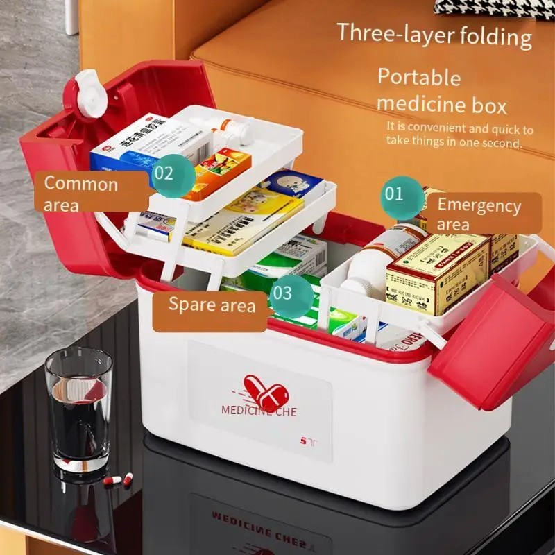 Medical First Aid Kit Cabinet Box Multipurpose Healthcare Medicine Chest for Storage First-Aid & Medicine Storage Bin