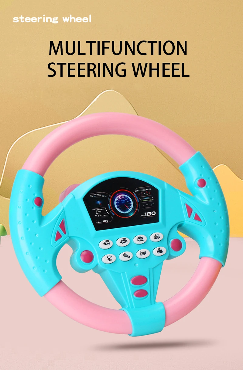 Infant Shining  Simulation Steering Wheel Toy with Light Sound Kids Early Educational Stroller Steering Wheel Vocal Toys