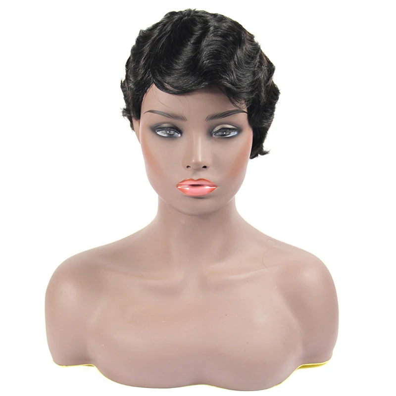 
Xuchang factory cheap brazilian hair wig, no chemical virgin machine made brazilian hair short wig 