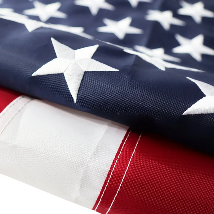 Wholesale Custom Embroidered Flags And Banners Cheap American Nylon Flag with Sewn Stripes and Embroidered Stars USA Flag