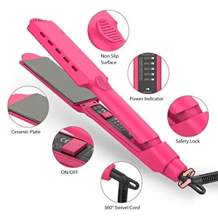 ihongSen Professional Portable Private Label Led Titanium Plate 450 Degree Pink Flat Iron Electric Steam Hair Straightener